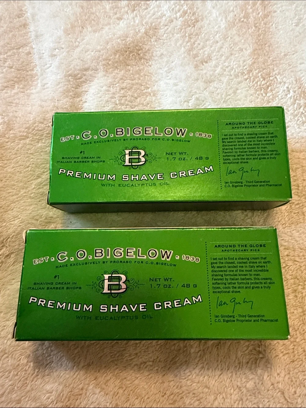 2 C.O. Bigelow Premium Shave Cream
